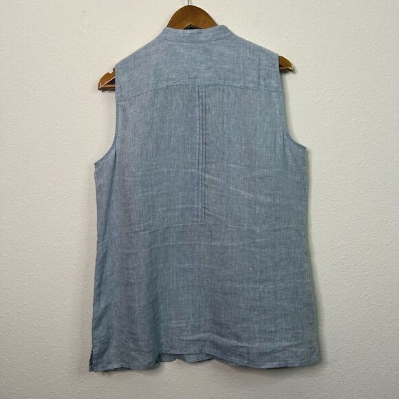 Land’s End Women’s 100% Linen Pintuck Sleeveless Button Up Top Size M - Picture 7 of 12